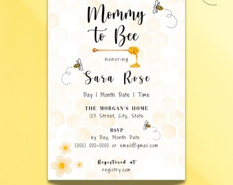 Honey Bees Baby Shower Invite | Editable & Printable or Digital Template