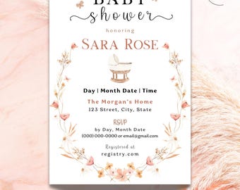 Boho Baby Shower Invite | Editable & Printable or Digital Template