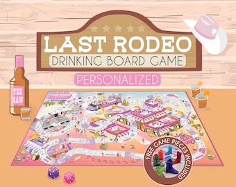 Nashville Last Rodeo Bachelorette Party Board Games, Last Hoe Down, Cowgirl, Nash Bash, Lets Go Girls Drinking Games, Party Favors, Western