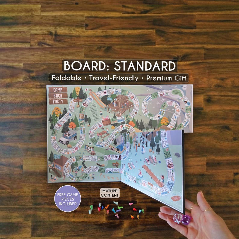 Camp Bachelorette Party Board Games, Hiking Mountain Camping Cabin Bach Party Favors, Girls Night Drinking Games, Custom Gifts for Bride Board: Standard