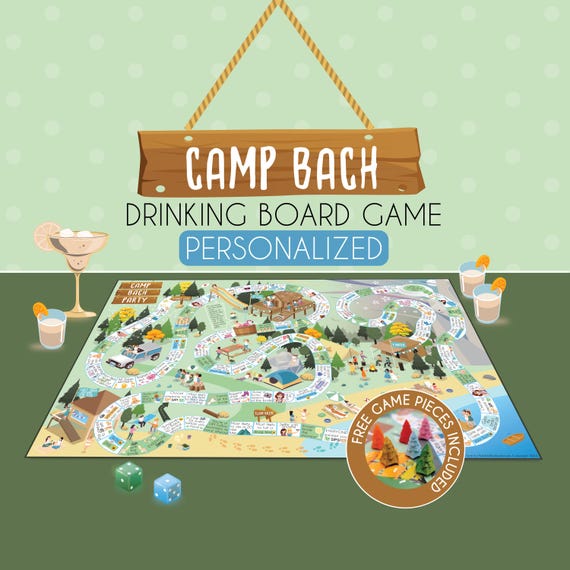 Camp Bachelorette Party Board Games, Hiking Mountain Camping Cabin Bach Party Favors, Girls Night Drinking Games, Custom Gifts for Bride