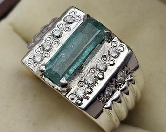 Handmade Emerald Ring For Men: 925 Sterling Silver Zamurad Ring