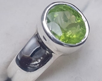 Handmade Peridot Ring: 925 Sterling Silver Green Gemstone Jewelry