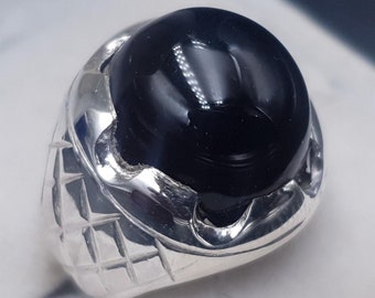 Aqeeq Ring For Men, Natural Agate Rings, 925 Sterling Silver Handmade Yemeni Aqeeq Ring Shia Ring