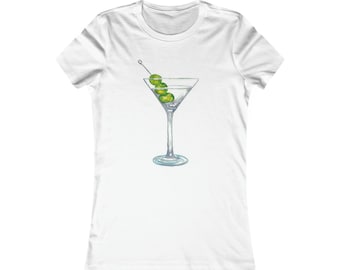 Martini Cocktail Watercolour Print White Women's Favorite Tee | Sizes Small - 2XL | FikaCoStudio