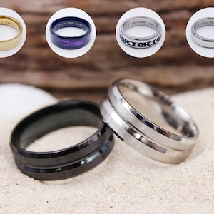 Personalized Steel Rings, 8mm Steel Rings, Laser Engraved Unisex Rings, Customized Rings, Stainless Steel Jewelry, Personalized Gifts