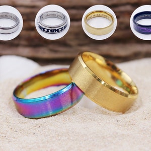 Personalized Steel Rings, 8mm Steel Rings, Laser Engraved Unisex Rings, Customized Rings, Stainless Steel Jewelry, Personalized Gifts