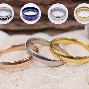 Personalized Steel Rings, 4mm Steel Rings, Laser Engraved Unisex Rings, Customized Rings, Stainless Steel Jewelry, Personalized Gifts