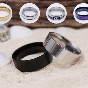 Personalized Steel Rings, 8mm Steel Rings, Laser Engraved Unisex Rings, Customized Rings, Stainless Steel Jewelry, Personalized Gifts
