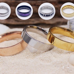 Personalized Steel Rings, 6mm Steel Rings, Laser Engraved Unisex Rings, Customized Rings, Stainless Steel Jewelry, Personalized Gifts
