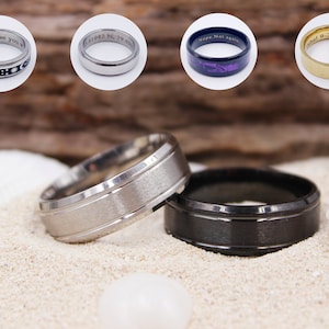 Personalized Steel Rings, 8mm Steel Rings, Laser Engraved Unisex Rings, Customized Rings, Stainless Steel Jewelry, Personalized Gifts