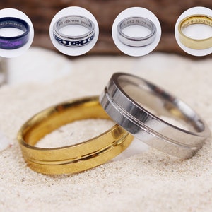 Personalized Steel Rings, 6mm Steel Rings, Laser Engraved Unisex Rings, Customized Rings, Stainless Steel Jewelry, Personalized Gifts