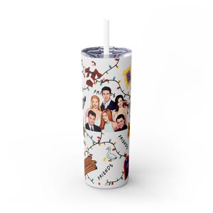 Friends Inspired Skinny Tumbler with Straw, 20oz