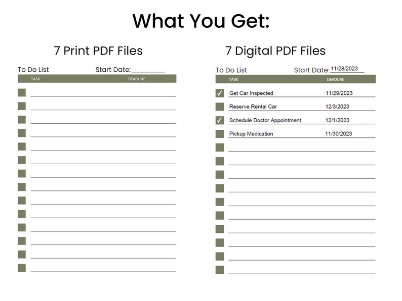 To-do List Pdfs—editable & Printable Checklist Files. Task Management ...