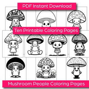 Whimsical Mushroom People Coloring Pages - Perfect for Kids and Adults ...
