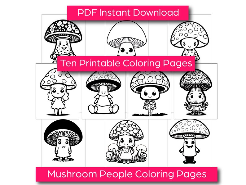 Whimsical Mushroom People Coloring Pages - Perfect for Kids and Adults ...