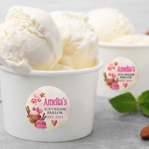 Custom Paper Cup Set for Ice Cream Parlor/Bulk Ice Cream Theme Party Favors/Hot or Cold Treat Cups/Disposable Ice Cream Cups/Party Supplies