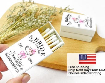 A Bride in a Tini Bit Bachelorette Matches/Bulk Custom Bachelorette Matchboxes/Personalized Matchbook for Beach Bach Party/Hen Party Gifts