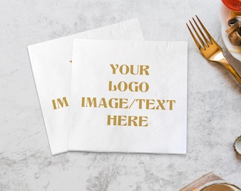Personalized Logo Paper Napkins, Custom Artwork Design, Personalized Printed Napkins Wedding Napkins, Company Corporate Business Event Party
