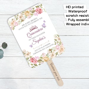 Custom Photo Fans for Quinceañera Party/XV Mis Quince Años Fans/Bulk Mis Quince Fan Favors/Double-Sided Print Fan/Sweet 16 Gifts for Friends image 9