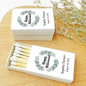Personalized Happy Retirement Matchbox/Bulk Custom Retired Matchbooks/Retirement Favors Matches/Nurse Retirement Gifts/Gift for Men/Woman