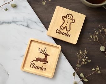 Sottobicchieri in legno incisi per Natale, sottobicchieri natalizi personalizzati, bomboniere natalizie all'ingrosso, sottobicchieri natalizi personalizzati, regalo di Natale per lei
