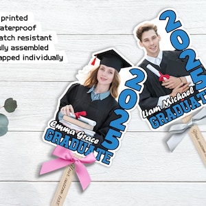 Custom Graduation Face on a Sticks, Handheld Fan Face for Grad Party, Graduation Head Cutout on Stick, Personalize Class of 2025 Photo Fans