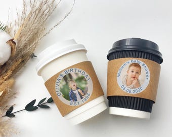 Custom Coffee Sleeve with Photo/Wedding Coffee Sleeves/Birthday Coffee Sleeves Favors/Coffee Cup Sleeve/Personalized Sleeves for Baby Shower