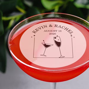 Custom Wedding Glass Topper/Edible Wedding Cocktail Topper/Engagement Cupcake Topper/Personalized Drink Topper for Anniversary/Wedding Decor