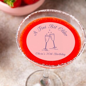 Edible Cocktail Toppers/A Tini Bit Older Edible Birthday Drink Toppers/Personalized Dirty Martini Toppers/Birthday Toppers/Wedding Toppers