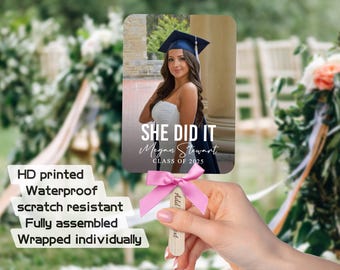 Custom Photo Graduation Celebration Fans, Class of 2025 Graduation Fans with Engraved Handle, Congrats Grad Hand Fans, Grad Party Favor Fans