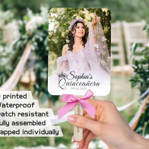 Custom Photo Fans for Quinceañera Party/XV Mis Quince Años Fans/Bulk Mis Quince Fan Favors/Double-Sided Print Fan/Sweet 16 Gifts for Friends image 1
