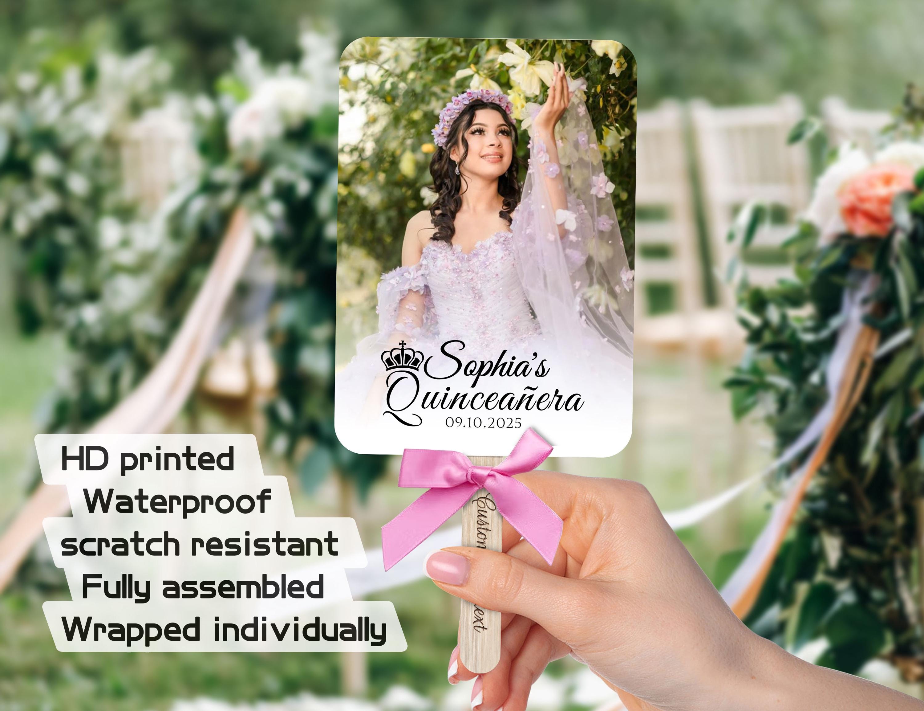 Custom Photo Fans for Quinceañera Party/XV Mis Quince Años Fans/Bulk Mis Quince Fan Favors/Double-Sided Print Fan/Sweet 16 Gifts for Friends