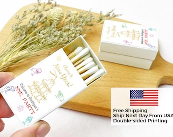 Holiday Matchboxes with Matchsticks, New Year Eve Party Favors, Party Candle Matches, NYE Party Decor, Happy New Year, Perfect for Gifts