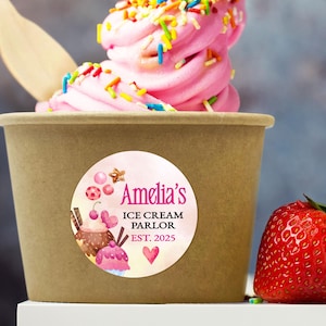Custom Ice Cream Cup Set, Ice Cream Parlor  Paper Cup with Wooden Spoon, Bulk Summer Party Treat Cups, Personalized Ice Cream Party Supplies