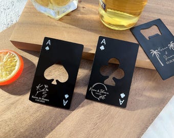 Bottle Opener Wedding Favors For Guests In Bulk/Custom Wedding Party Favor Poker Card Openers/Save The Date Favor/Personalized Wedding Favor