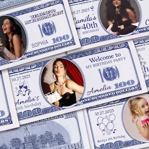 Personalized Birthday Party Money/Dollar Bills With Your Face/Birthday Bucks/100 Dollar Bill Prints/Custom Money for 10/20/30/50th Birthday