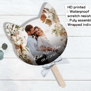 Photo Wedding Program Fan with Photo Fans for Guests Custom Wedding Hand Fans Double-Sided Printed Ceremony Fans Printable Wedding Fans
