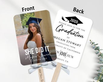 Class of 2025 Custom Graduation Photo Fans, Graduation Celebration Party Favor Hand Fans, Nurse Graduation Ceremony Gifts, Party Invitations