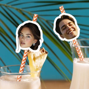 Bachelorette Party Straw/Custom Bridal Shower Face Straw/Funny Face Straw for Bachelorette Decor/Personalized Photo Straw with Face Confetti