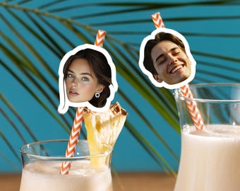 Bachelorette Party Straw/Custom Bridal Shower Face Straw/Funny Face Straw for Bachelorette Decor/Personalized Photo Straw with Face Confetti