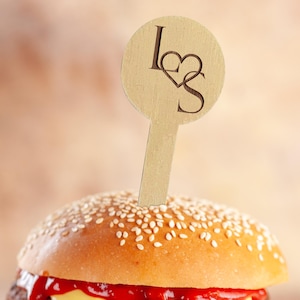 Custom Food Pick Sticks for Wedding, Bulk Wedding Party Favors, Wedding Monogram Food Pick, Initials Name Cake Toppers, Wedding Decorations