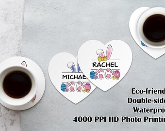 Personalized Easter Bunny Coasters, Custom Easter Coaster Set, Baby Gift, Birthday Drink Mat, Kids Easter Gift, Holiday Party Table Coasters