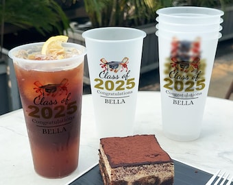 Custom Graduation Frosted Cups/Grad Party Decorations/Class of 2025/Congrats Grad Gifts/Nurse Graduation Party Cups/Graduation Ceremony Cups
