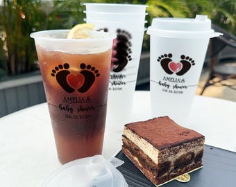 Bulk Baby Shower Frosted Cups, Custom Baby Party Frosted Cup Favors, Personalized Plastic Cups Favor, Celebration Party Supplies for Guests