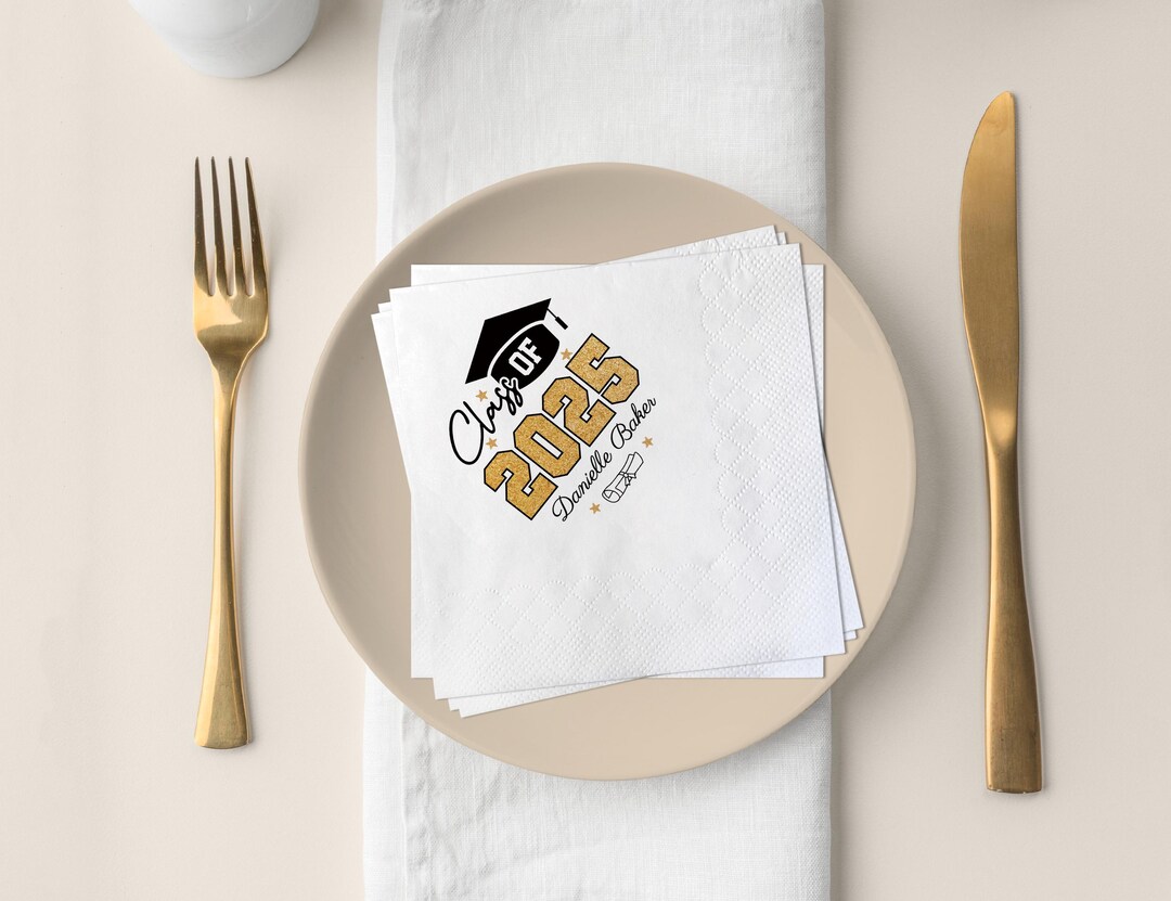 Class of 2025 Graduation Cap Napkins / Personalized Graduation Napkins ...