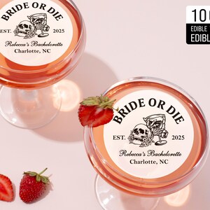 Bride or Die Cocktail Topper, Custom Bachelorette Party Edible Topper, Bridal Shower Drink Topper, Personalized Cupcake Topper for Hen Party