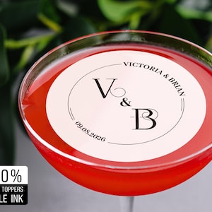 Custom Wedding Monogram Cocktail Topper/Save the date Drink Topper/Wedding Party Favors/Initials Wedding Cake Topper/Anniversary Party Decor