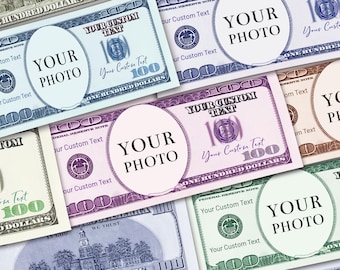 Custom Dollar Bill, Wedding Money, Funny Party Money, Face on a Hundred Dollar Bill, Personalized Dollars for Homecoming, Bachelorette Party