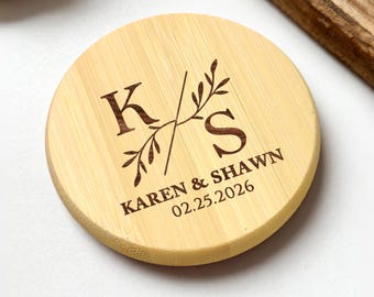 Custom Coasters for Wedding/Monogram Coasters/Wedding Gift for Guests/Wooden Drink Mat/Personalized Coaster for Engagement/Valentines Gifts
